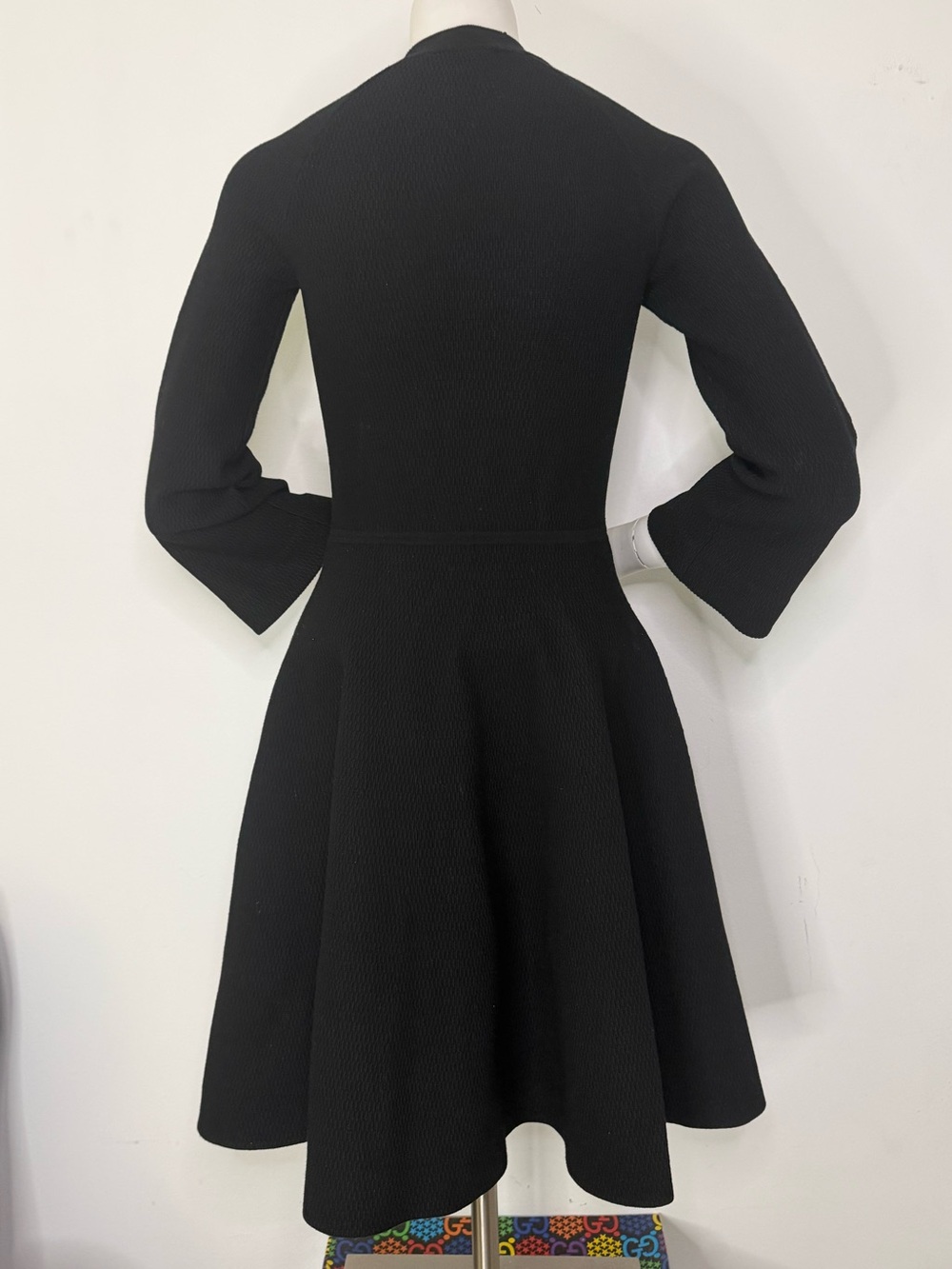 Emporio Armani Black Long-Sleeve Fit-and-Flare Dress - Picture 2 of 8
